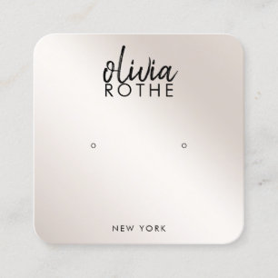 Carte De Visite Carré Signature Script Champagne Or Gradient oreille