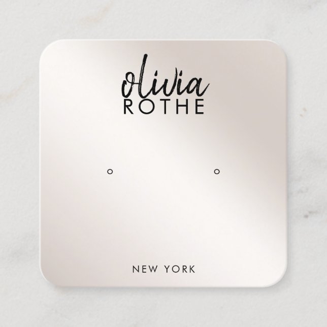 Carte De Visite Carré Signature Script Champagne Or Gradient oreille (Devant)