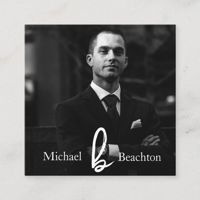 Carte De Visite Carré *~* Simple AP31 Photo Professionnel QR Minimal (Devant)