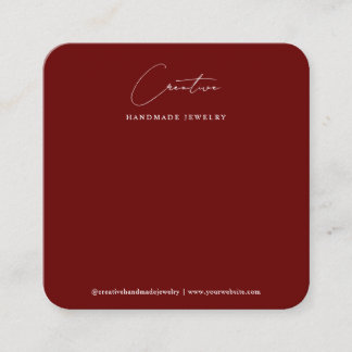 Carte De Visite Carré Simple Burgundy Handwritten Script Jewelry Display