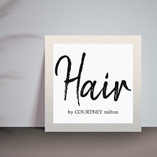 Carte De Visite Carré Simple Elegant Faux Argent BlackWhite Hair Stylist