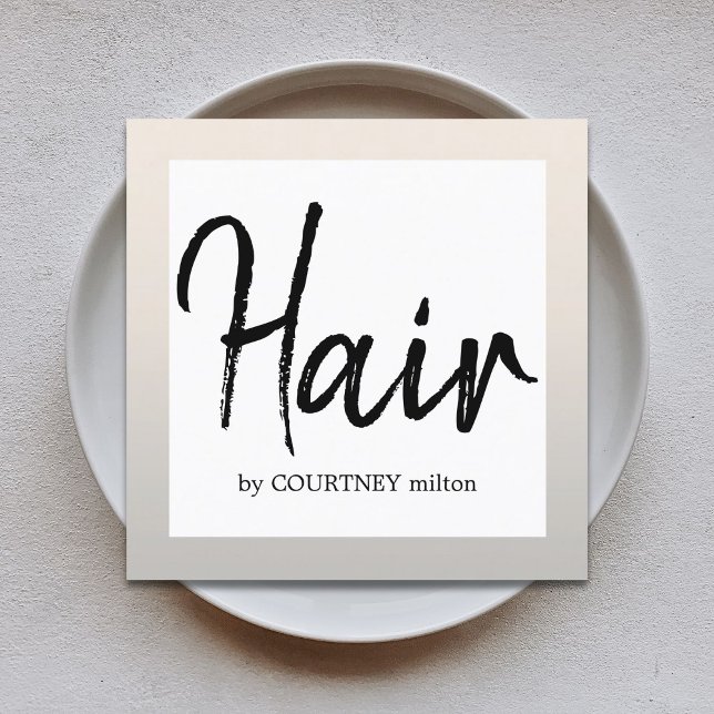 Carte De Visite Carré Simple Elegant Faux Argent BlackWhite Hair Stylist (Créateur téléchargé)