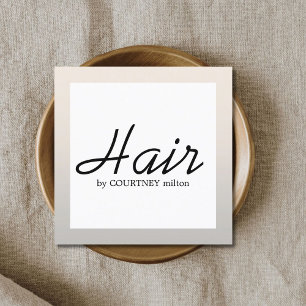 Carte De Visite Carré Simple Elegant Faux Argent BlackWhite Hair Stylist