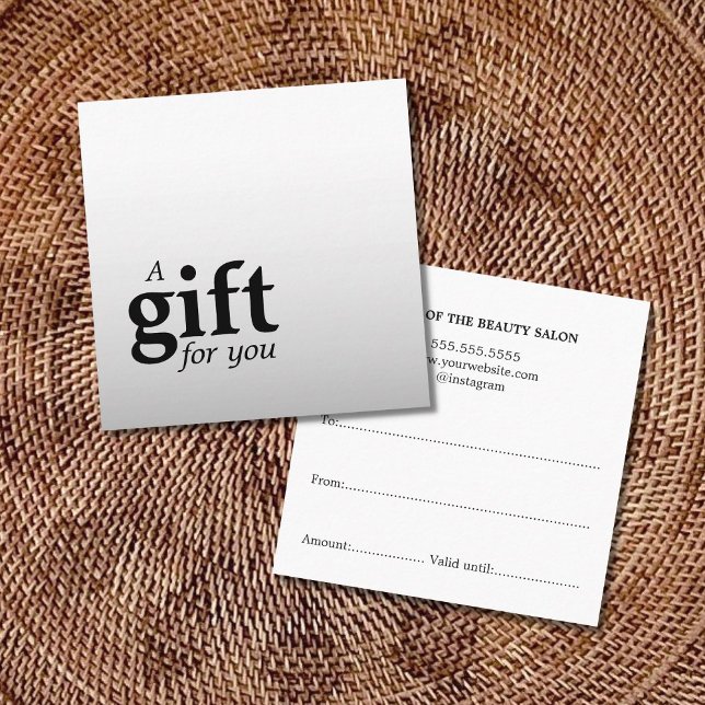 Carte De Visite Carré Simple Elegant Faux Silver Beauté Salon Cadeau (Créateur téléchargé)