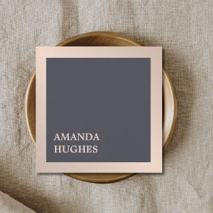 Carte De Visite Carré Simple élégant gris foncé Faux métal Consultant