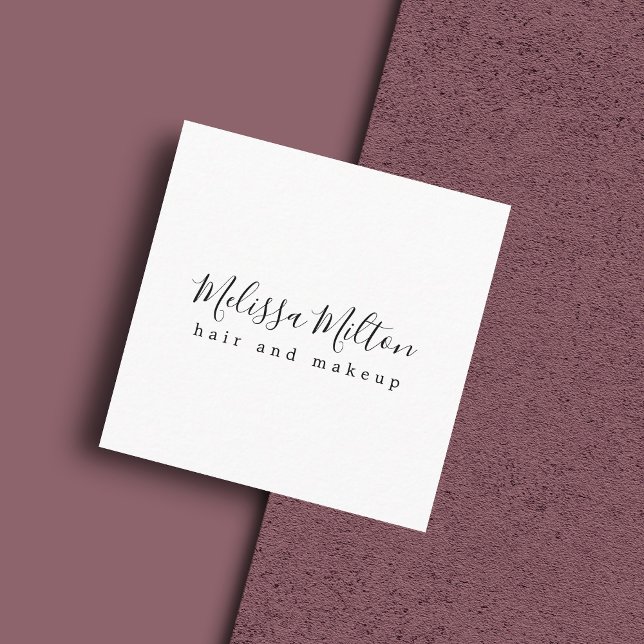 Carte De Visite Carré Simple Elégant noir blanc cheveux maquillage beaut (Créateur téléchargé)