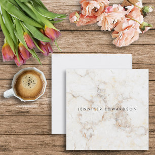 Carte De Visite Carré Simple élégant professionnel de marbre d'or blanc