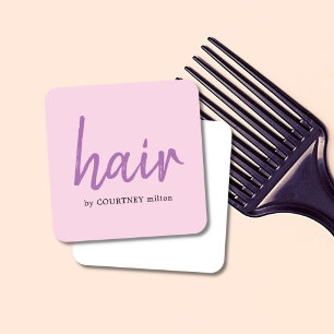 Carte De Visite Carré Simple Elegant Rose Purple Hair Styliste