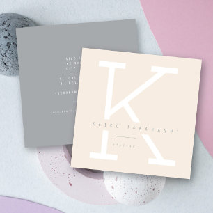 Carte De Visite Carré Simple Gras Monogramme Moderne Minimaliste Stylist