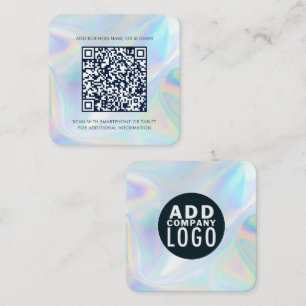 Carte De Visite Carré Simple logo de société et code QR holographique