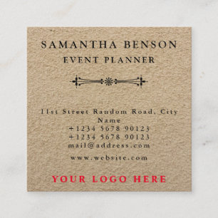 Carte De Visite Carré Simple minimaliste élégant Kraft Your Logo
