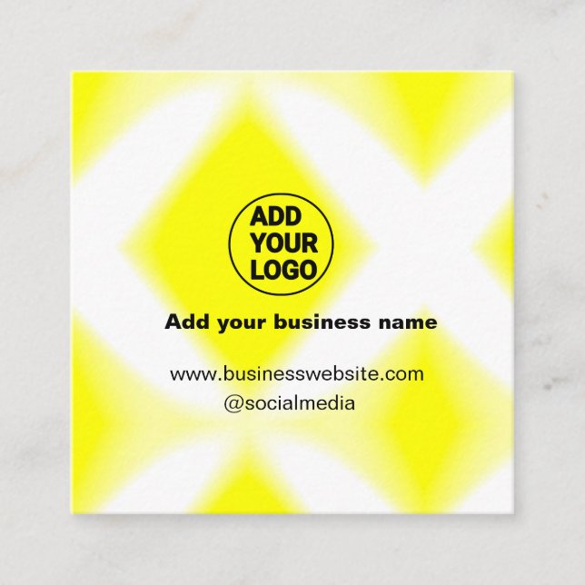 Carte De Visite Carré simple minimum ajouter votre logo/design jaune ajo (Devant)