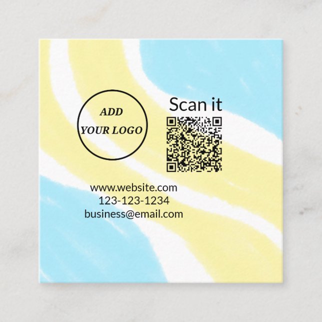 Carte De Visite Carré Simple minimum q r code ajouter logo code d'analys (Devant)