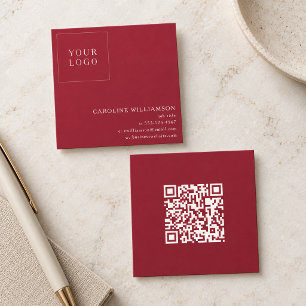 Carte De Visite Carré Simple Moderne Carré Code QR Logo Professionnel Ro
