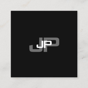 Carte De Visite Carré Simple moderne Monogramme noir blanc Modèle