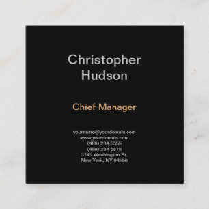 Carte De Visite Carré Simple Noir minimaliste moderne