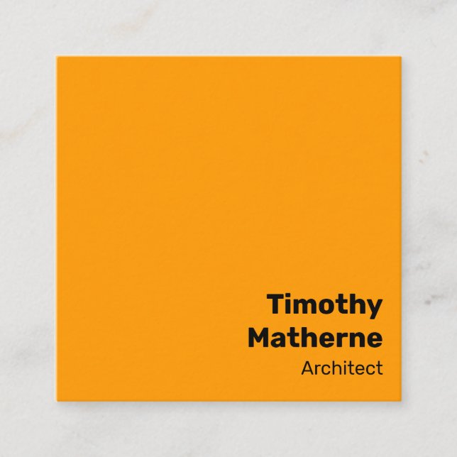 Carte De Visite Carré Simple Orange Moderne Gras Vibrant (Devant)