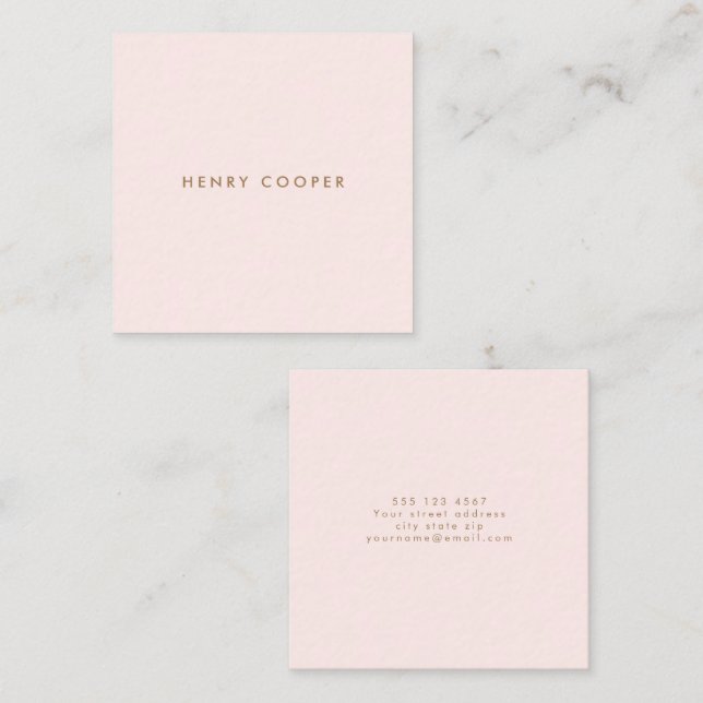 Carte De Visite Carré Simple Professionnel Moderne Pink (Devant / Derrière)
