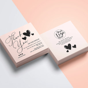 Carte De Visite Carré Simple Signature Script Hearts Order Merci Squ