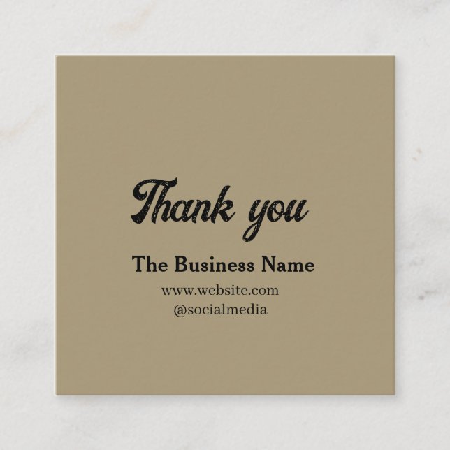 Carte De Visite Carré Simple thank you add business name details text  t (Devant)