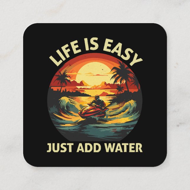 Carte De Visite Carré Ski à jet classique (Dos)