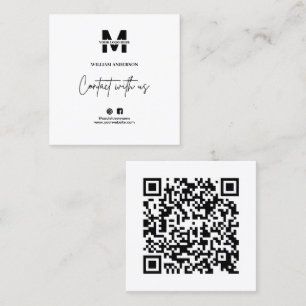Carte De Visite Carré Small Business Instagram Facebook QR Code Moderne