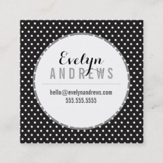 Carte De Visite Carré SMART SIMPLE SPOT mini polka point mono noir blanc