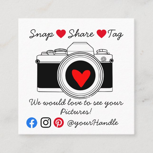 Carte De Visite Carré snap share balise social media business order (Devant)