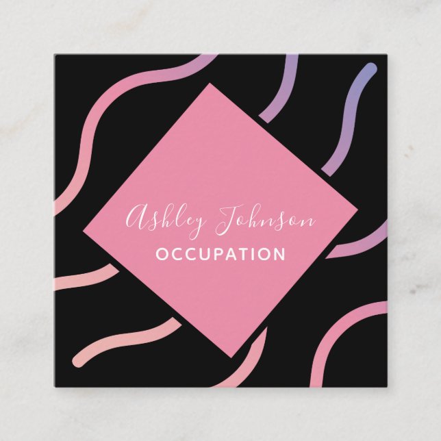 Carte De Visite Carré Social Media Ajouter Logo QR Code Holographique te (Devant)