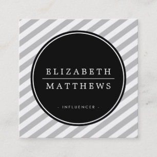 Carte De Visite Carré SOCIAL MEDIA cercle bordure noir gris clair blanc