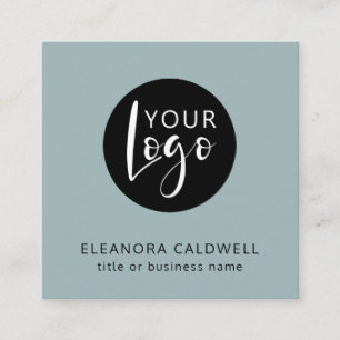 Carte De Visite Carré Social Media QR Code Logo Bleu-Vert