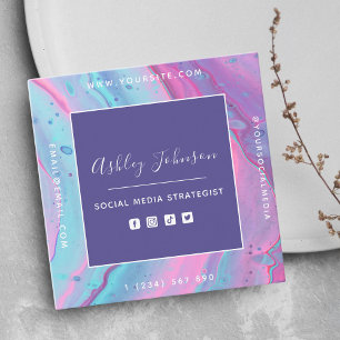 Carte De Visite Carré Social Media Strategist Social Media Code QR Coule