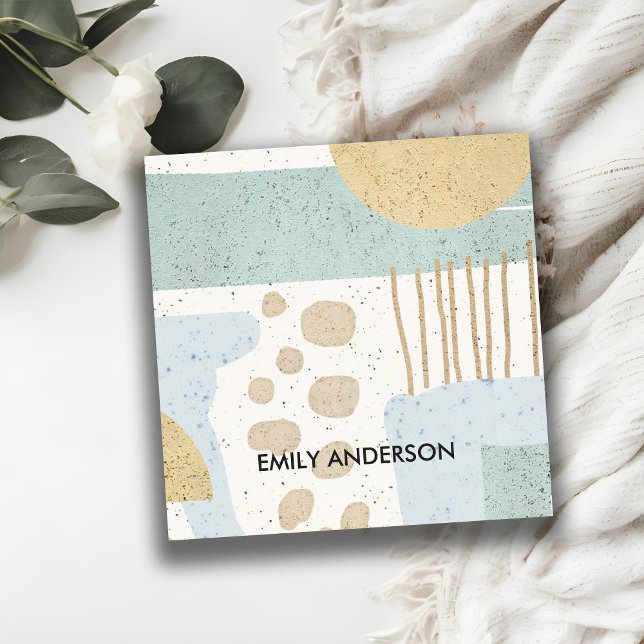 CARTE DE VISITE CARRÉ SOFT SUBTLE AQUA MODERNE ABSTRAITE GÉOMÉTRIQUE ART (Créateur téléchargé)