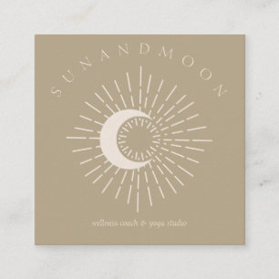 Carte De Visite Carré Soin vert foncé Soleil Lune énergie solaire spirit