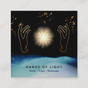 Carte De Visite Carré *~* Soins Cosmiques Mains Univers Étoiles Énergi