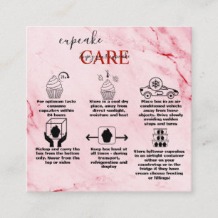 Carte De Visite Carré Soins de Cupcake en or rose moderne