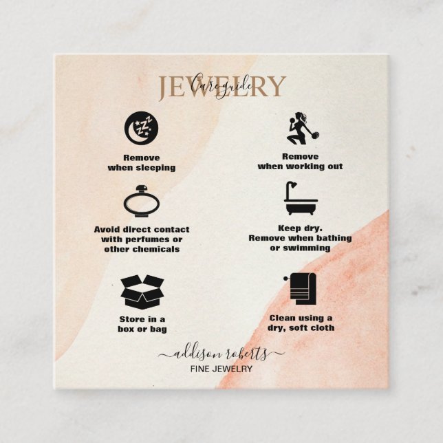 Carte De Visite Carré Soins minimaux Professionnels en Terracotta Boho B (Devant)