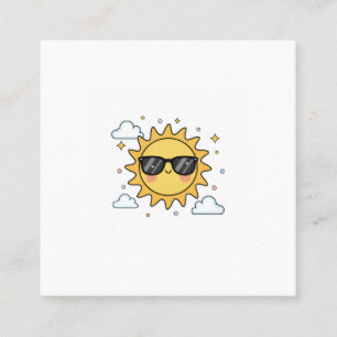 Carte De Visite Carré Soleil de Dessin Animé Souriant et Heureux - Solei