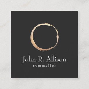 Carte De Visite Carré Sommelier en métal or noir