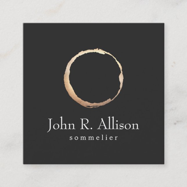 Carte De Visite Carré Sommelier en métal or noir (Devant)
