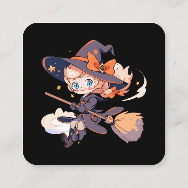Carte De Visite Carré Sorcière Halloween (Dos)