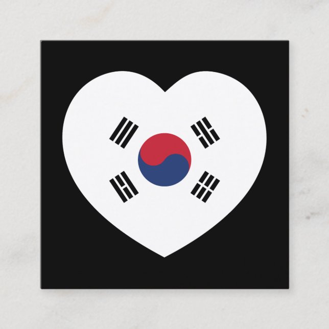 Carte De Visite Carré South Korea Flag Heart (Devant)