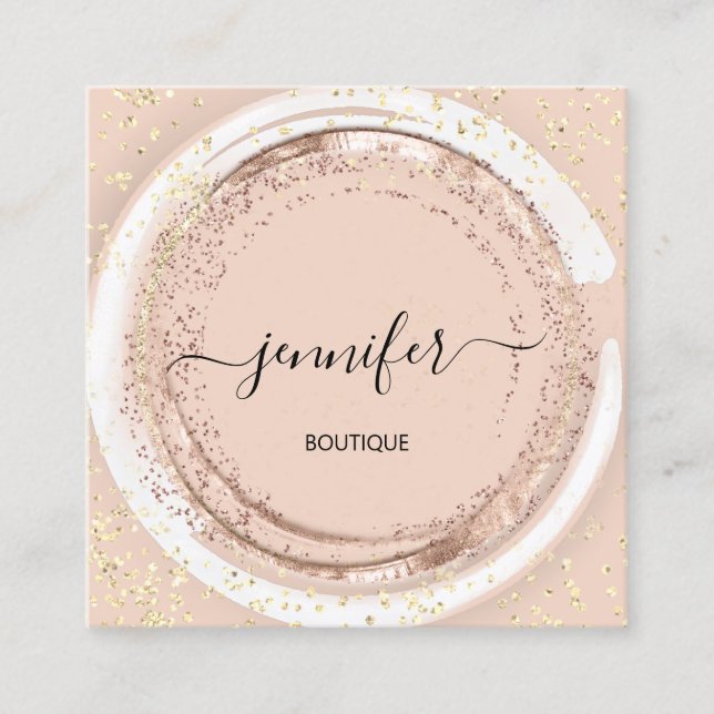 Carte De Visite Carré Spa professionnel  cadre Parties scintillant Rose  (Devant)
