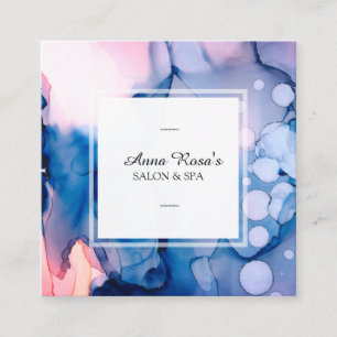 Carte De Visite Carré *~* Spa & Salon Abstrait Artsy Blue Pink Chic