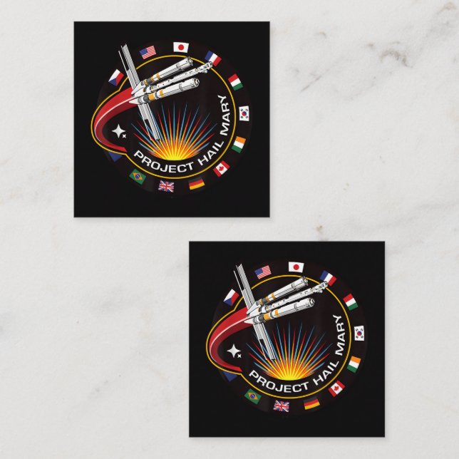 Carte De Visite Carré Space Mission Patch (Devant / Derrière)