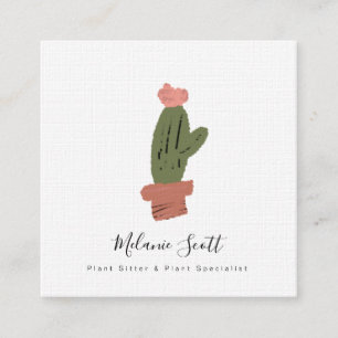 Carte De Visite Carré Spécialiste Botaniste de Cactus Botaniques Plantes