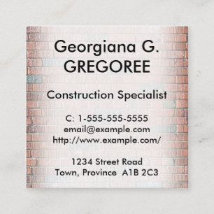 Carte De Visite Carré Spécialiste de la construction professionnelle Ca