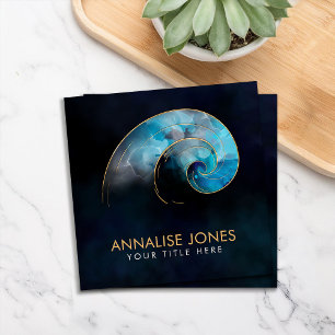 Carte De Visite Carré Spirale d'or - Géométrie sacrée - encre d'aquarell