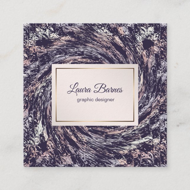 Carte De Visite Carré Spirale rose violette abstraite (Devant)