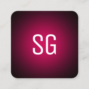 Carte De Visite Carré Spot doux - Initiales - Rouge néon sur noir